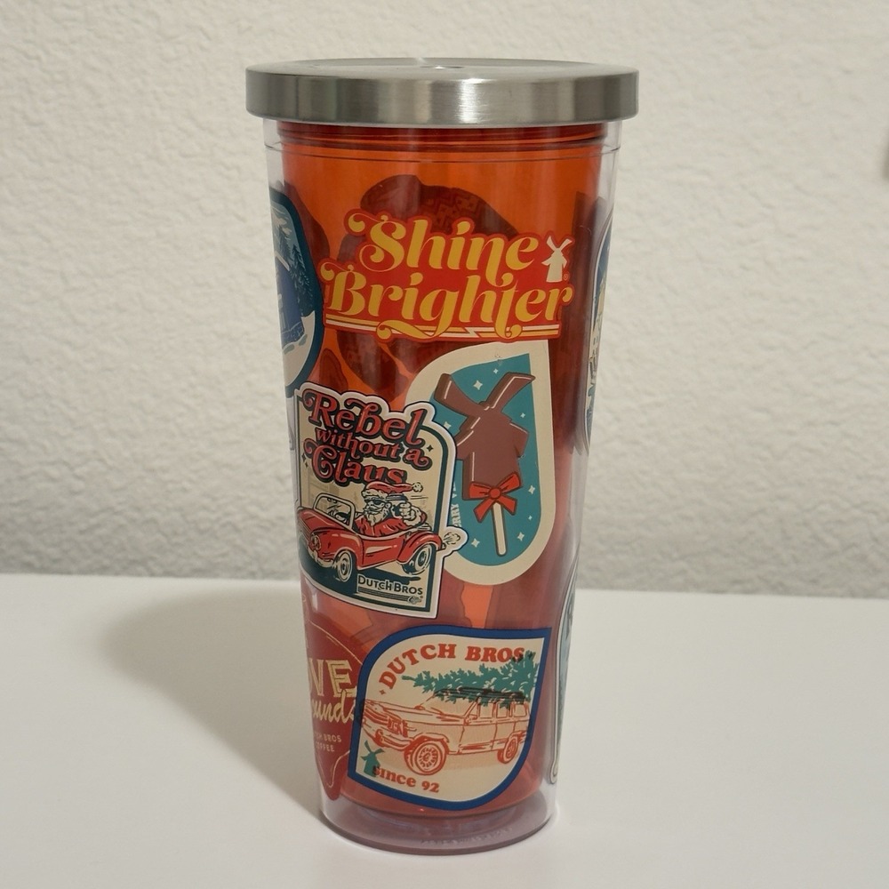 Dutch Bros 24oz Holiday Christmas Red Tumbler 2024 w/ Lid No Straw Limited Ed.